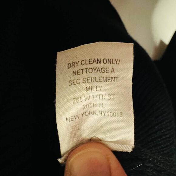 Milly Black Turtleneck Silver Button Accent Merino Wool Chunky Sweater Size L - Picture 8 of 10